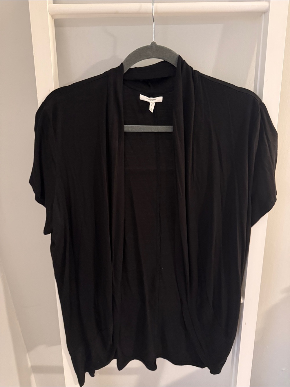 Maurices Black Short Sleeve Open Drape Cardigan